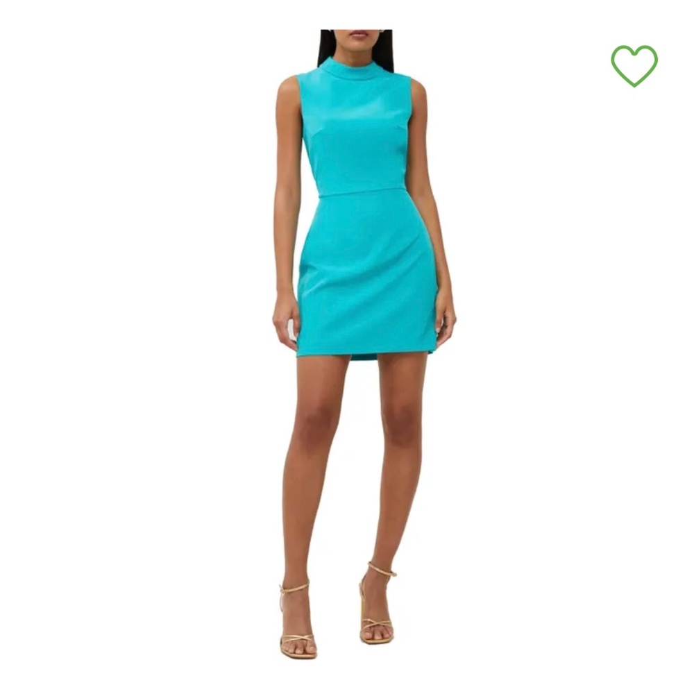 French Connection - Echo Mock Neck Crepe Mini Dress - Teal - Size 8